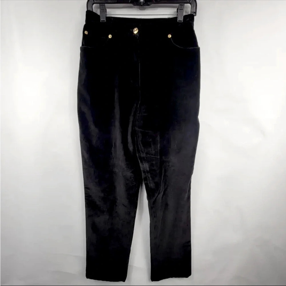 ST. JOHN Sport By Marie Gray Women's Black Velvet Cotton Blend Pants Size 4